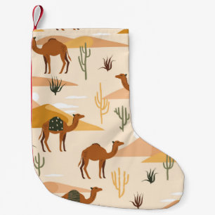Camels Dunes Cacti: Desert Seamless Small Christmas Stocking