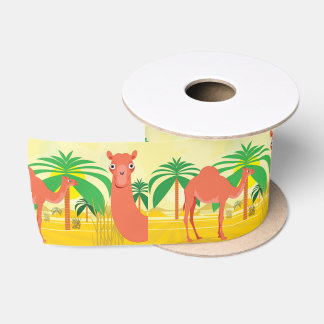 Camels illustration satin ribbon