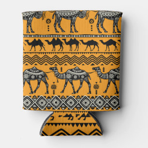 Camels Illustration Seamless Pattern Design. Can Cooler