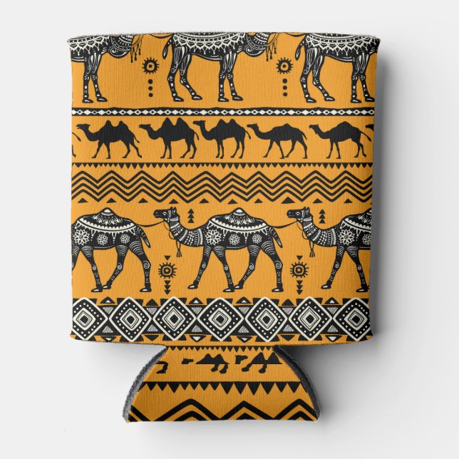 Camels Illustration Seamless Pattern Design. Can Cooler (Front)
