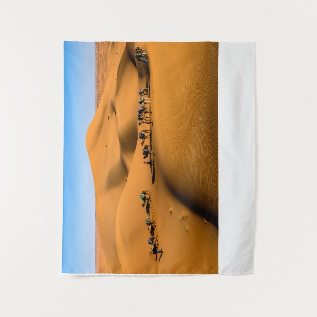camels on desert under blue sky tapestry (Front)