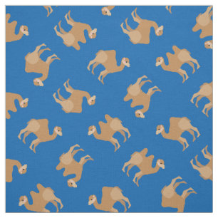 Camels Print Fabric Blue