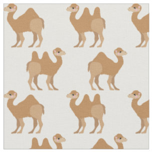 Camels Print Fabric White