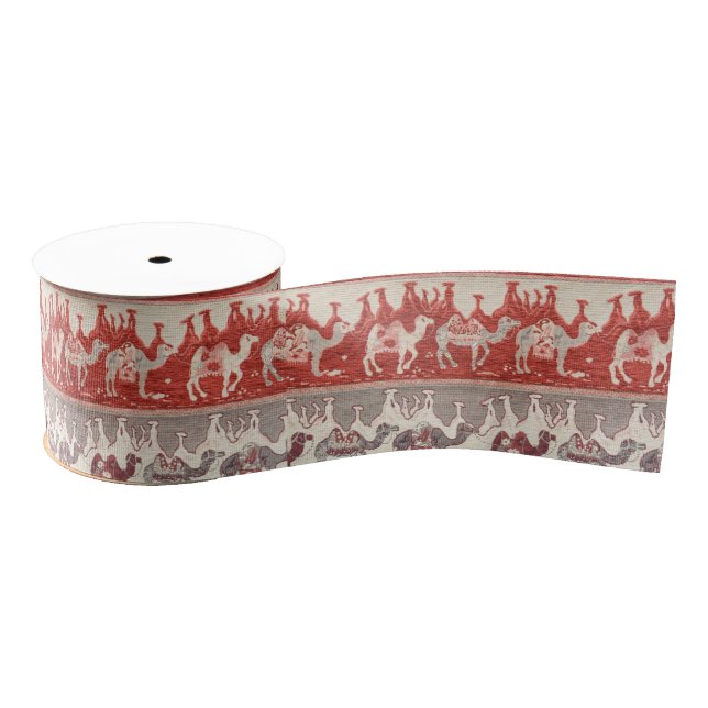 Camels Train, Camels Pattern, camel print Grosgrain Ribbon (Spool)