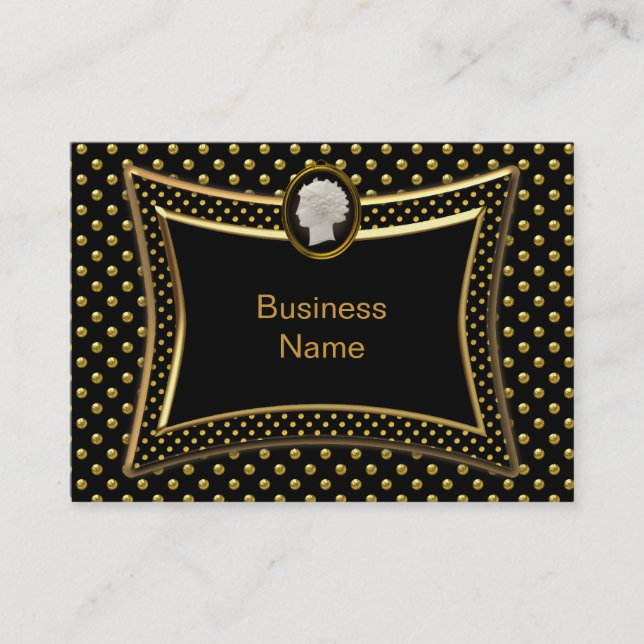 Cameo Black Gold Spot Elegant Business Card (Front)