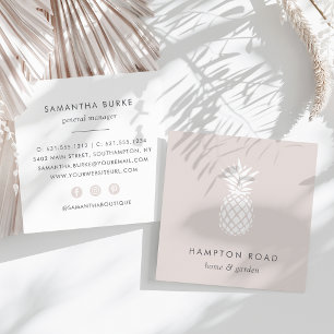 Cameo Blush Pineapple Square Business Card