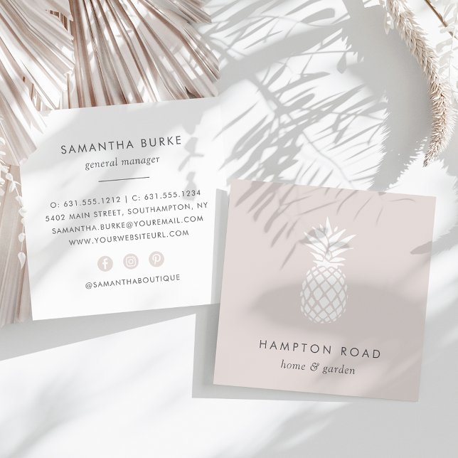 Cameo Blush Pineapple Square Business Card (Creator Uploaded)