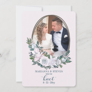 Cameo Floral Photo Wedding Announcement Card