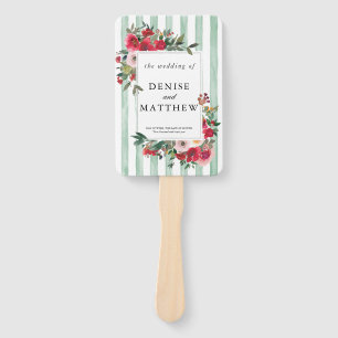 Cameo Green Wedding Invitation Hand Fan