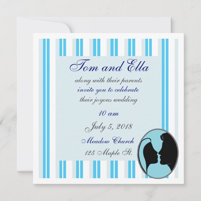 Cameo Kiss Silhouette Wedding Invitations (Front)