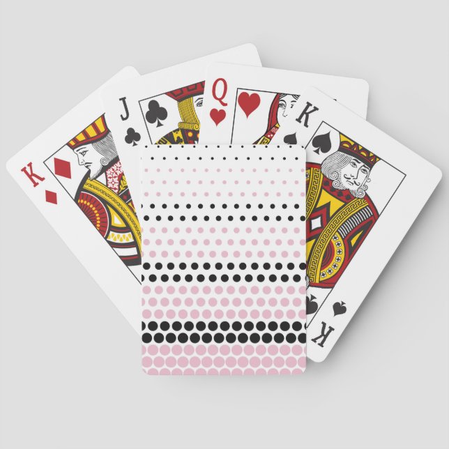 Cameo Pink and Black Polka Dot Playing Cards (Back)
