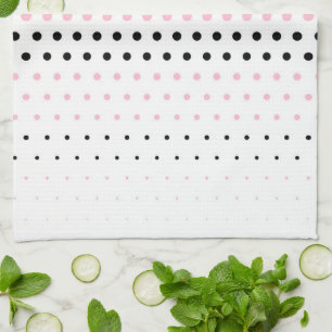 Cameo Pink and Black Polka Dot Tea Towel