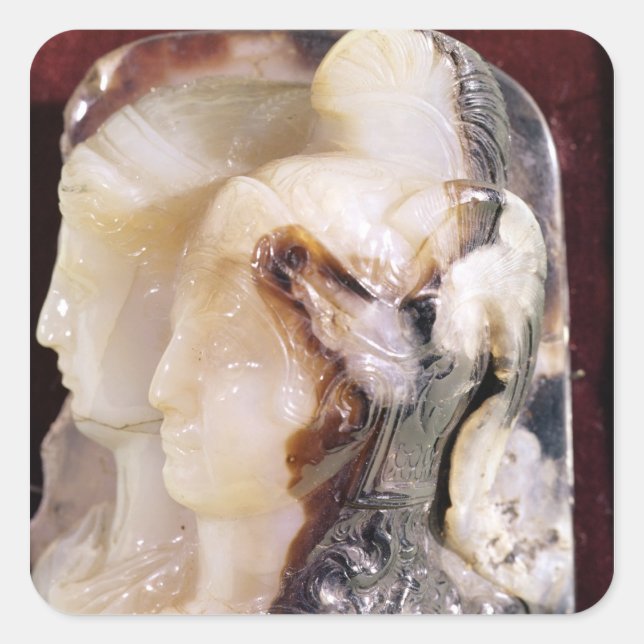 Cameo portrait of Alexander Square Sticker (Front)