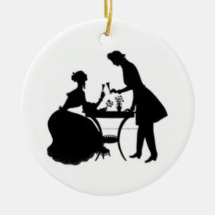 Cameo Victorian Couple Ceramic Tree Decoration