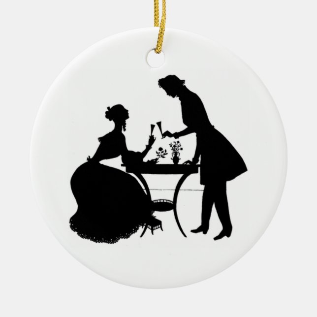 Cameo Victorian Couple Ceramic Tree Decoration (Front)