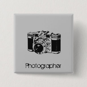 Camera 15 Cm Square Badge