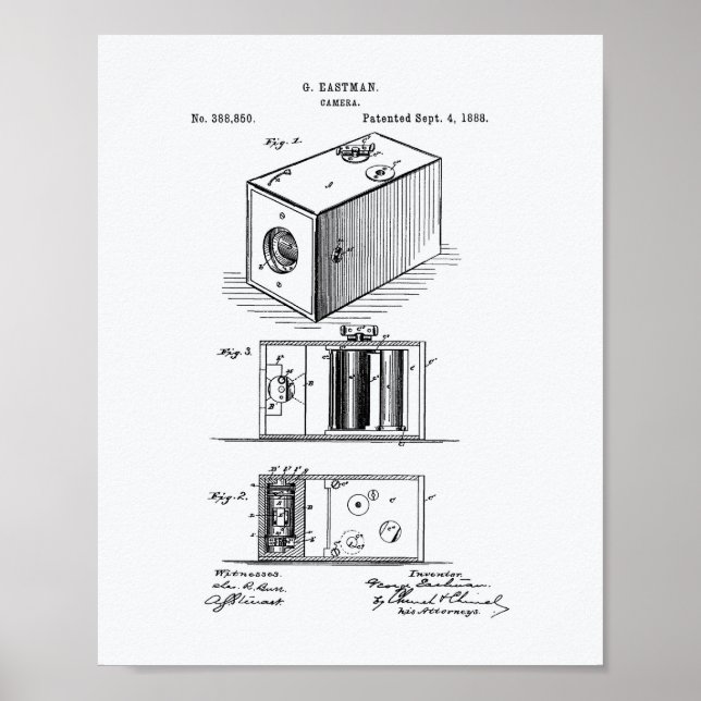 Camera 1988 Patent Art  White Paper Poster (Front)