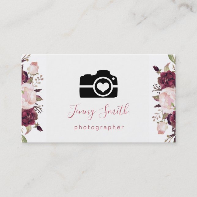 camera and floral decor business card (Front)