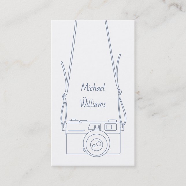 Camera and Sling Outline Photographer Vertical Business Card (Front)