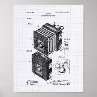 Camera Apparatus 1887 Patent Art - Lined Peper Poster