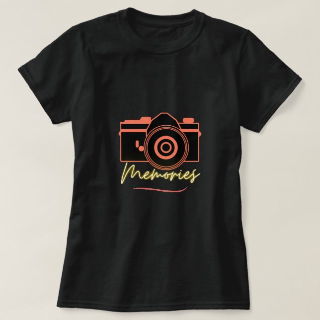 Camera art  & Minimalist typography 'memories' T-S T-Shirt (Design Front)