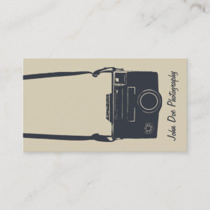 Camera Beige & Blue Stylish Retro Photo Film Business Card