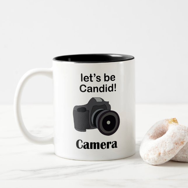 Camera Candid Photographer Two-Tone Coffee Mug (With Donut)