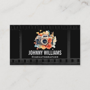 Camera Flowers   Film Background Business Card