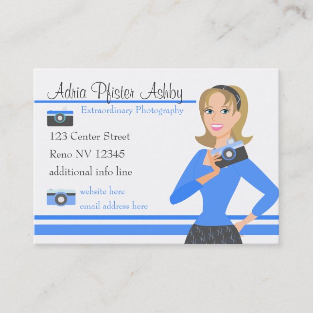 Camera Girl-Blue Business Card (Front)