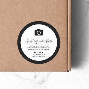 Camera Icon Editable Border Colour Snap and Share Classic Round Sticker