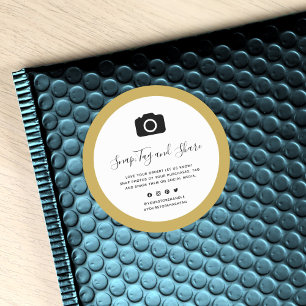 Camera Icon Editable Border Colour Snap and Share Classic Round Sticker