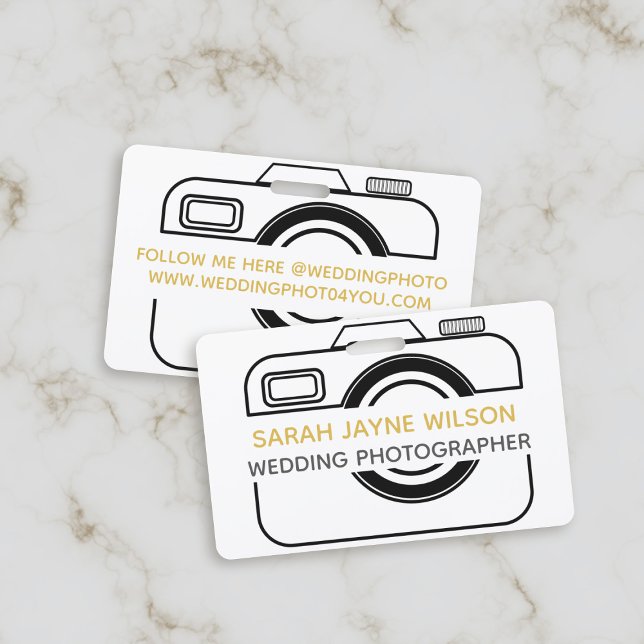 Camera Icon Wedding Photographer Business Badge ID Badge (If you're a Wedding Photographer - here's your name badge. Just add your name and details)