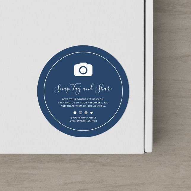 Camera Icon White Border Snap Share Custom Colour Classic Round Sticker (Creator Uploaded)