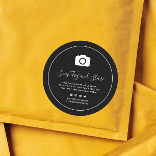 Camera Icon White Border Snap Share Custom Colour Classic Round Sticker