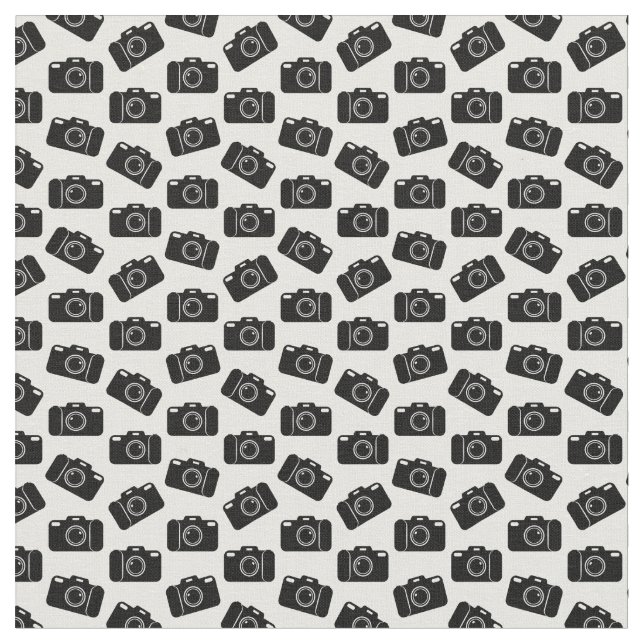 Camera Icons Pattern Photography CUSTOM BG COLOR Fabric (Close Up)