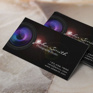 Camera Len & Light Flare Photography Photographer Business Card