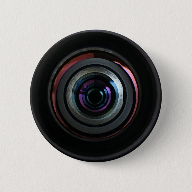 Camera Lens 6 Cm Round Badge (Front)