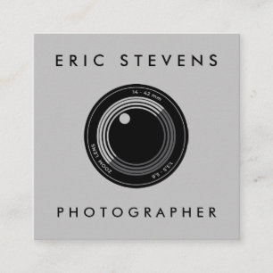 Camera lens black and grey  square business card