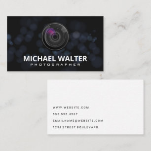 Camera Lens   Bokeh Background Business Card