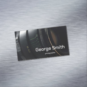 Camera lens magnetic business card