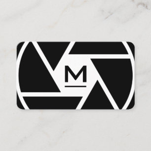Camera lens monogram photographer Business Card