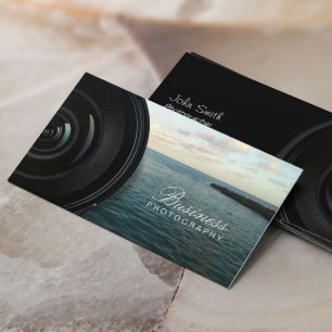 Camera Lens Ocean Landscape Photography Business Card