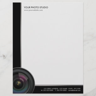 Camera Lens Photographer business letterhead Design