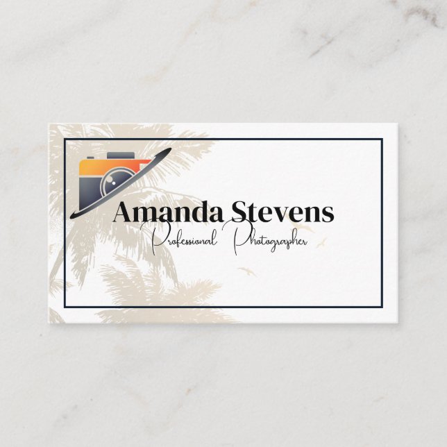 Camera Logo | Tropical Trees Business Card (Front)