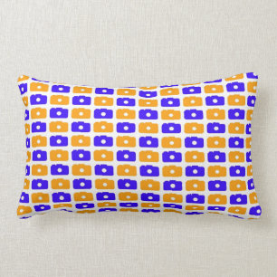 Camera Love Lumbar Pillow (Blue and Orange)