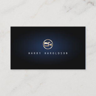 Camera Operator Elegant Camera Icon Blue Glow Business Card