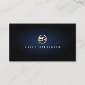 Camera Operator Elegant Camera Icon Blue Glow Business Card