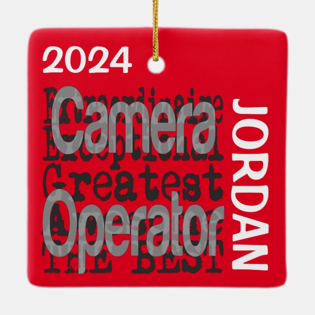 Camera Operator Extraordinaire CUSTOM Ceramic Ornament (Back)