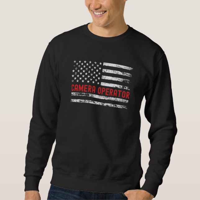 Camera Operator USA Flag Profession Retro Job Titl Sweatshirt (Front)