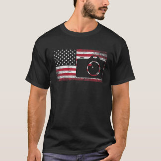 Camera Photographer 4th of July American Flag Patr T-Shirt